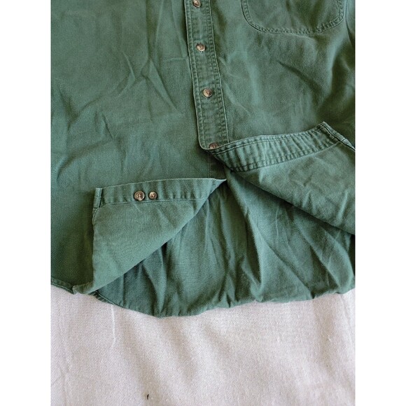 Lands End Mens XL 17 Shirt Button Up Green Logo Short Sleeve Canvas Duck Vtg 90s - Picture 7 of 12